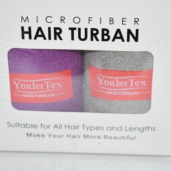 YoulerTex 2 Pack Microfiber Hair Towel Wrap, Super Absorbent, Quick Dry, Anti Fr - Picture 2 of 3